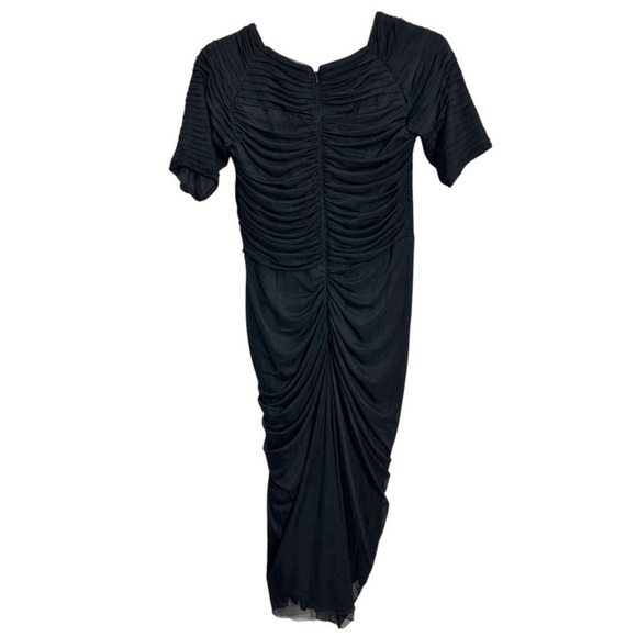 Tadashi Shoji Black Asymmetrical Ruched Midi Dress - Picture 6 of 9